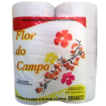 Papel higiênico branco 8x200 Flor do Campo